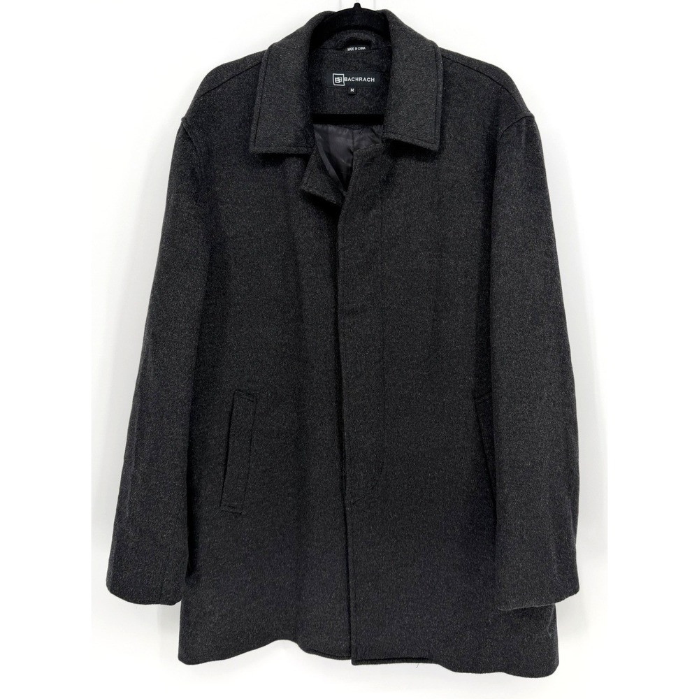 Vtg Bachrach Coat Mens M Black Wool Cashmere Blend Overcoat Jacket DEFECT LOOK